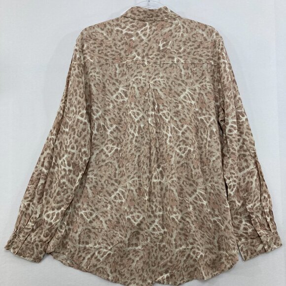 New Beachlunchlounge size XL Brown Leopard Print Ultra Soft Relaxed Button Down - Picture 9 of 10